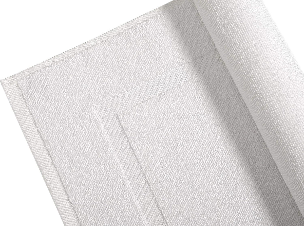 Amazon Basics Premium 100% Cotton Absorbent Soft Bath Mat, Machine Washable, 684 GSM, 20" x 30", White, Hotel Spa Bathmats, 6-Pack (Previously AmazonCommercial)