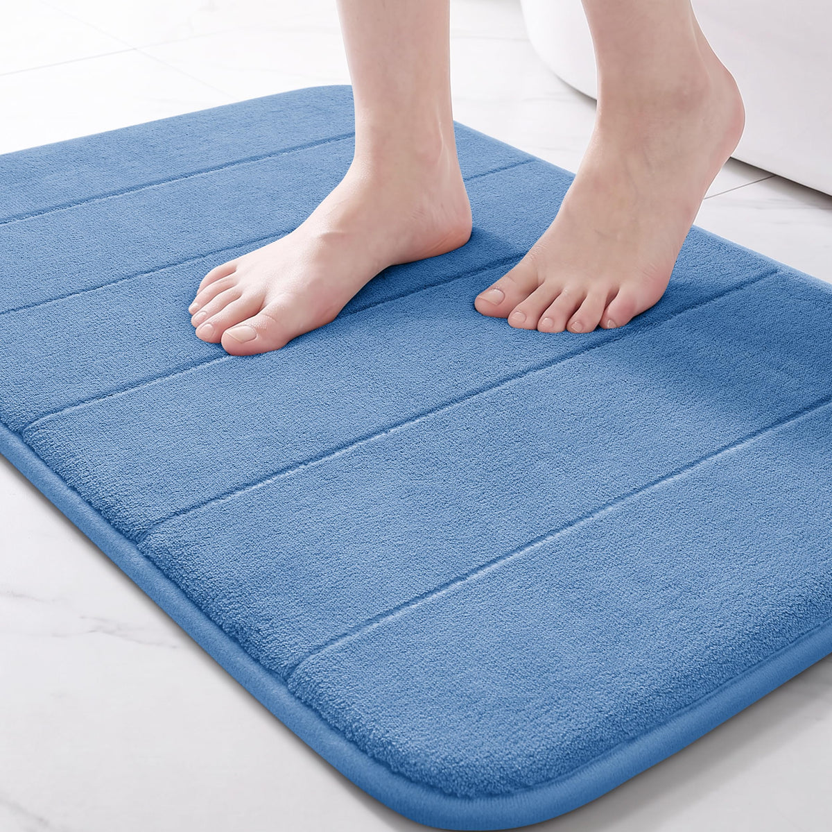 Yimobra Memory Foam Bath Mat, Super Soft Absorbent Bathroom Rug Non Slip, Quick Dry, Machine Washable Floor Carpet for Tub Shower, Home Decor Accessories, 24x17, Cream