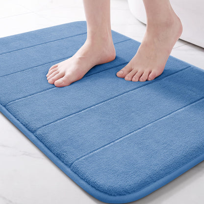 Yimobra Memory Foam Bath Mat, Super Soft Absorbent Bathroom Rug Non Slip, Quick Dry, Machine Washable Floor Carpet for Tub Shower, Home Decor Accessories, 24x17, Cream