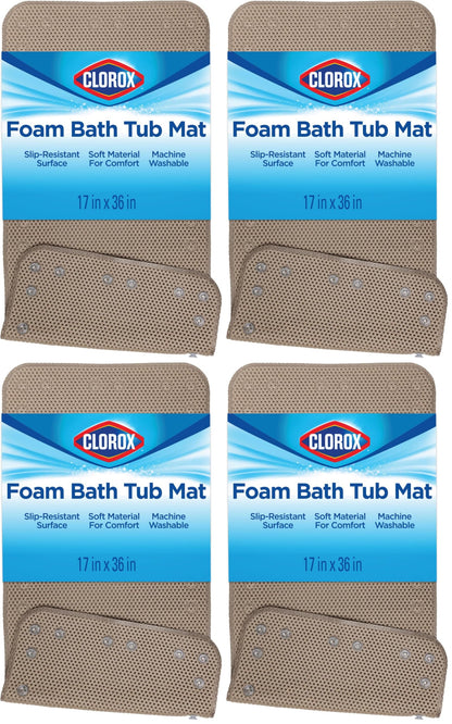 Clorox by Duck Cushioned Foam Bath Mat for Tubs, 17 In. x 36 In, White