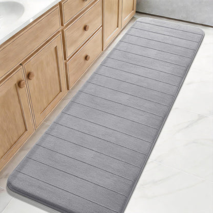 Yimobra Memory Foam Bath Mat, Super Soft Absorbent Bathroom Rug Non Slip, Quick Dry, Machine Washable Floor Carpet for Tub Shower, Home Decor Accessories, 24x17, Cream