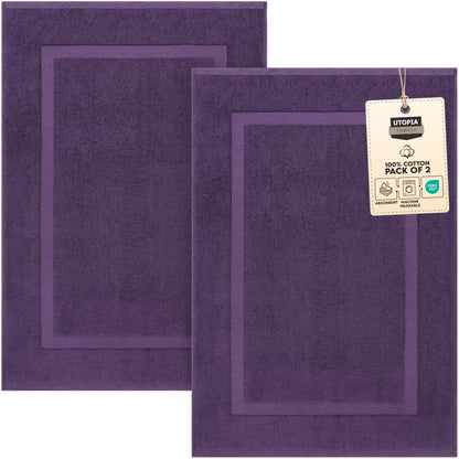 Utopia Towels Cotton Bath Mat, 21x34 in, 2 Pack, White