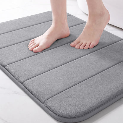 Yimobra Memory Foam Bath Mat, Super Soft Absorbent Bathroom Rug Non Slip, Quick Dry, Machine Washable Floor Carpet for Tub Shower, Home Decor Accessories, 24x17, Cream