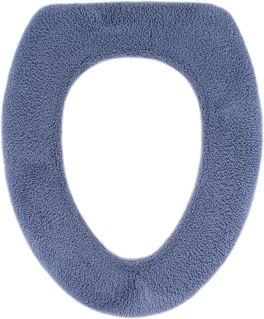 Soft Toilet Seat Cover - Plush, Thick Fabric Toilet Seat Warmer for Round & Elongated 14x18" Toilet Seats - Reusable, Machine-Washable, Easy-Install - Gift-Ready Packaging - Infinity Blue