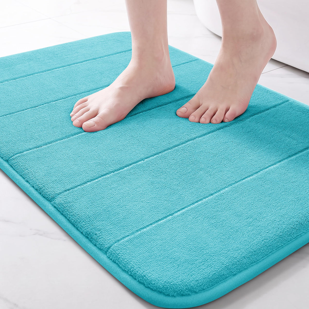 Yimobra Memory Foam Bath Mat, Super Soft Absorbent Bathroom Rug Non Slip, Quick Dry, Machine Washable Floor Carpet for Tub Shower, Home Decor Accessories, 24x17, Cream