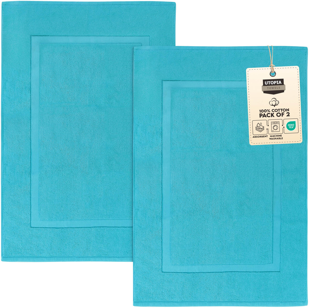 Utopia Towels Cotton Bath Mat, 21x34 in, 2 Pack, White